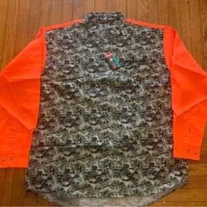 Snap-On Hunting Shirt Mens XL Camo Button Down High Visibility Orange New